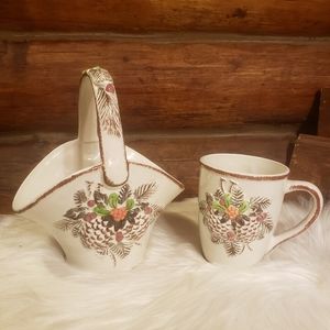 WCL Ceramic Fall Decor Basket/mug